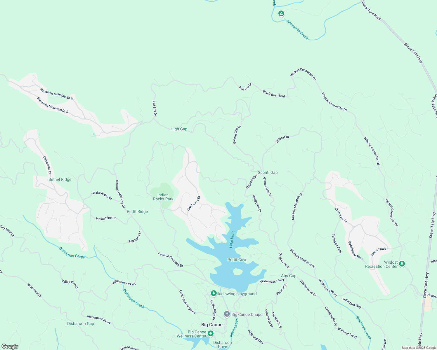 map of restaurants, bars, coffee shops, grocery stores, and more near 64 Wrens Nest in Big Canoe