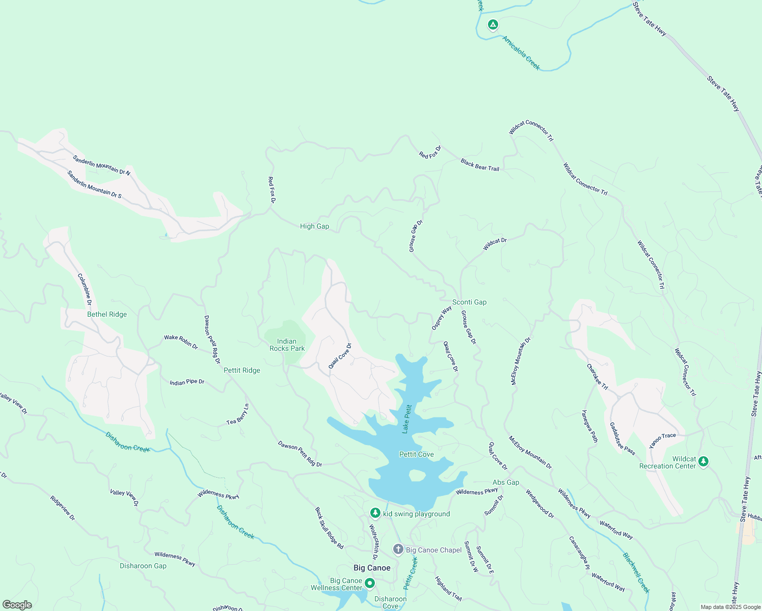map of restaurants, bars, coffee shops, grocery stores, and more near 64 Wrens Nest in Big Canoe