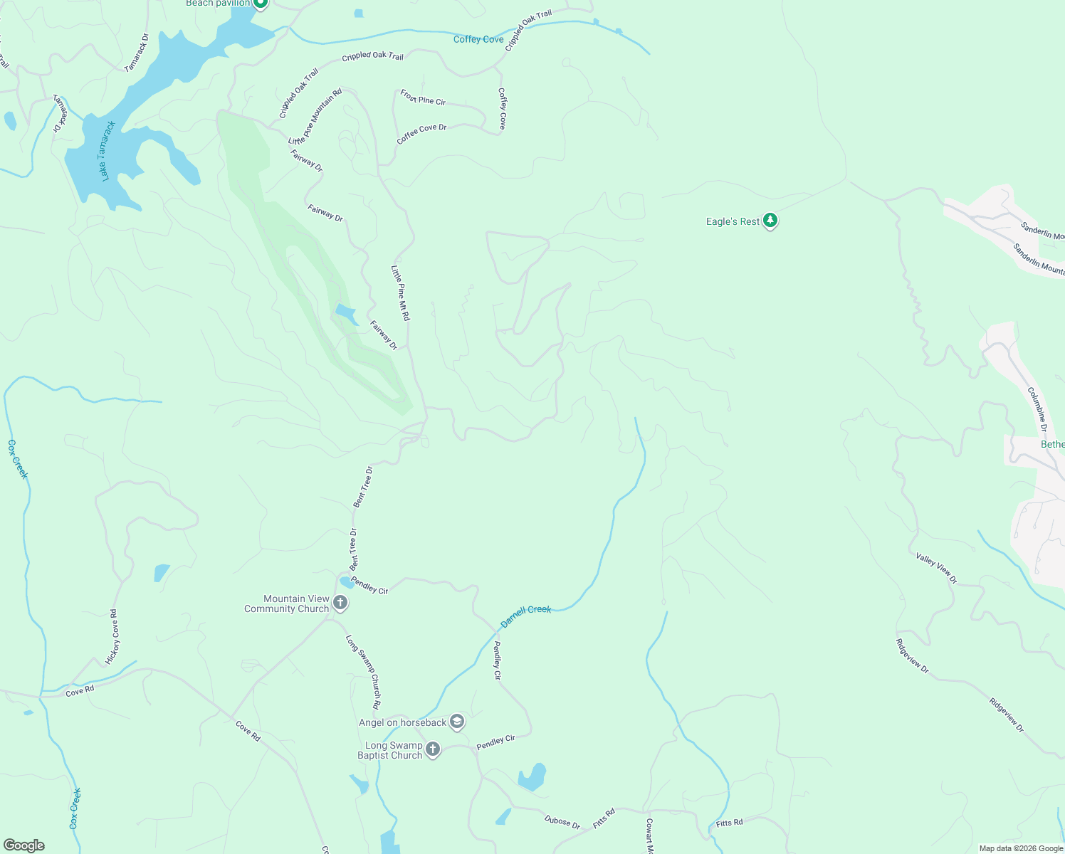 map of restaurants, bars, coffee shops, grocery stores, and more near 450 Little Hendricks Mountain Road in Jasper