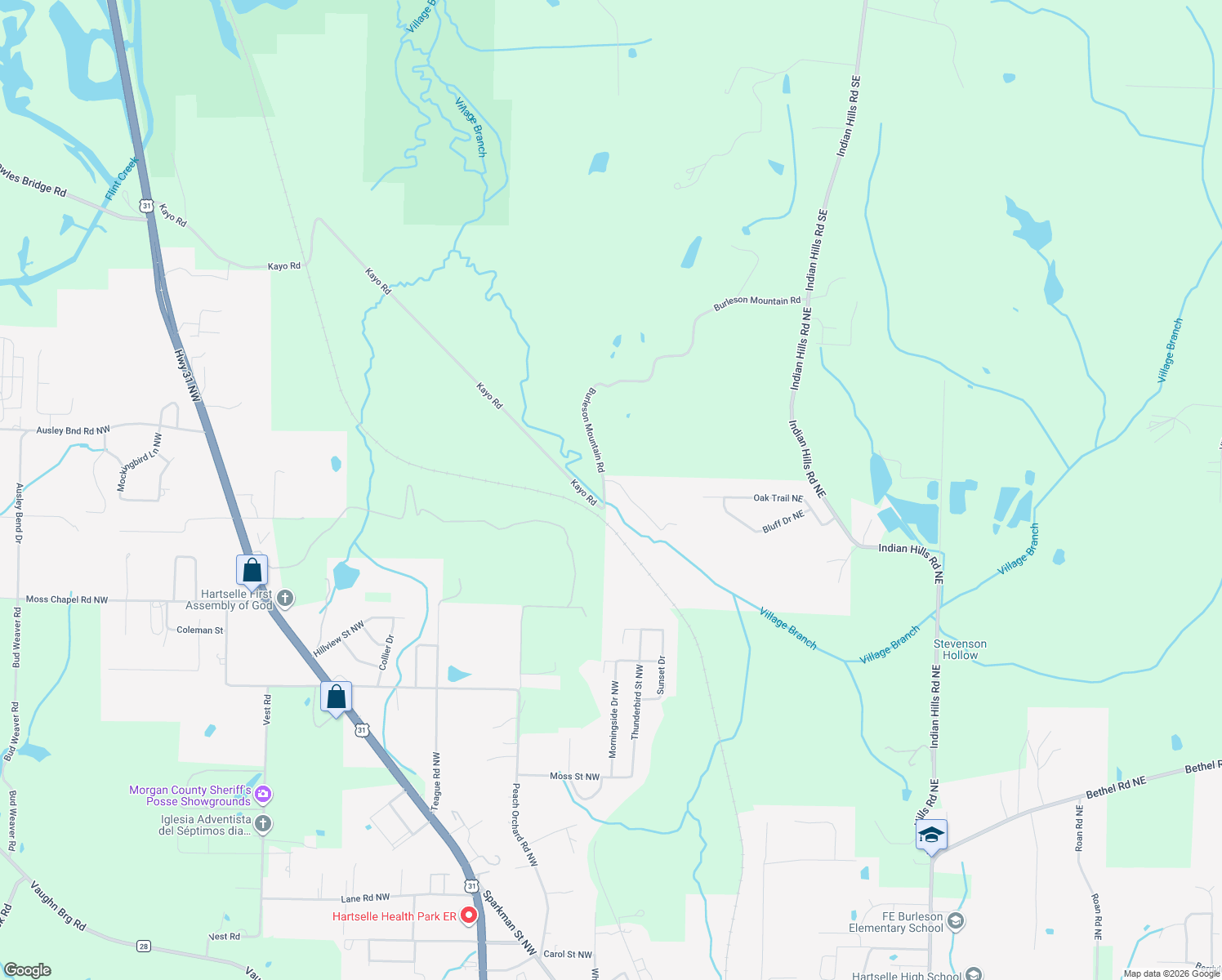 map of restaurants, bars, coffee shops, grocery stores, and more near 812 Burleson Mountain Road in Decatur