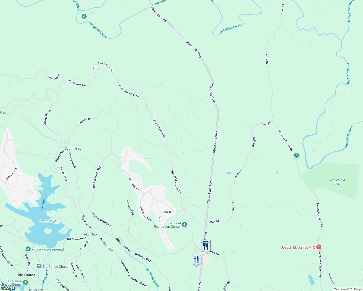 map of restaurants, bars, coffee shops, grocery stores, and more near 3285 Wood Poppy Drive in Dawsonville