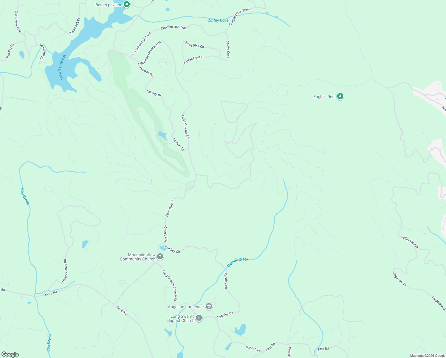 map of restaurants, bars, coffee shops, grocery stores, and more near 109 Valley View Vista in Jasper