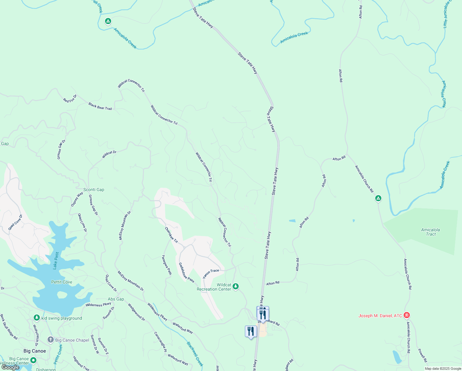 map of restaurants, bars, coffee shops, grocery stores, and more near 3285 Wood Poppy Drive in Dawsonville