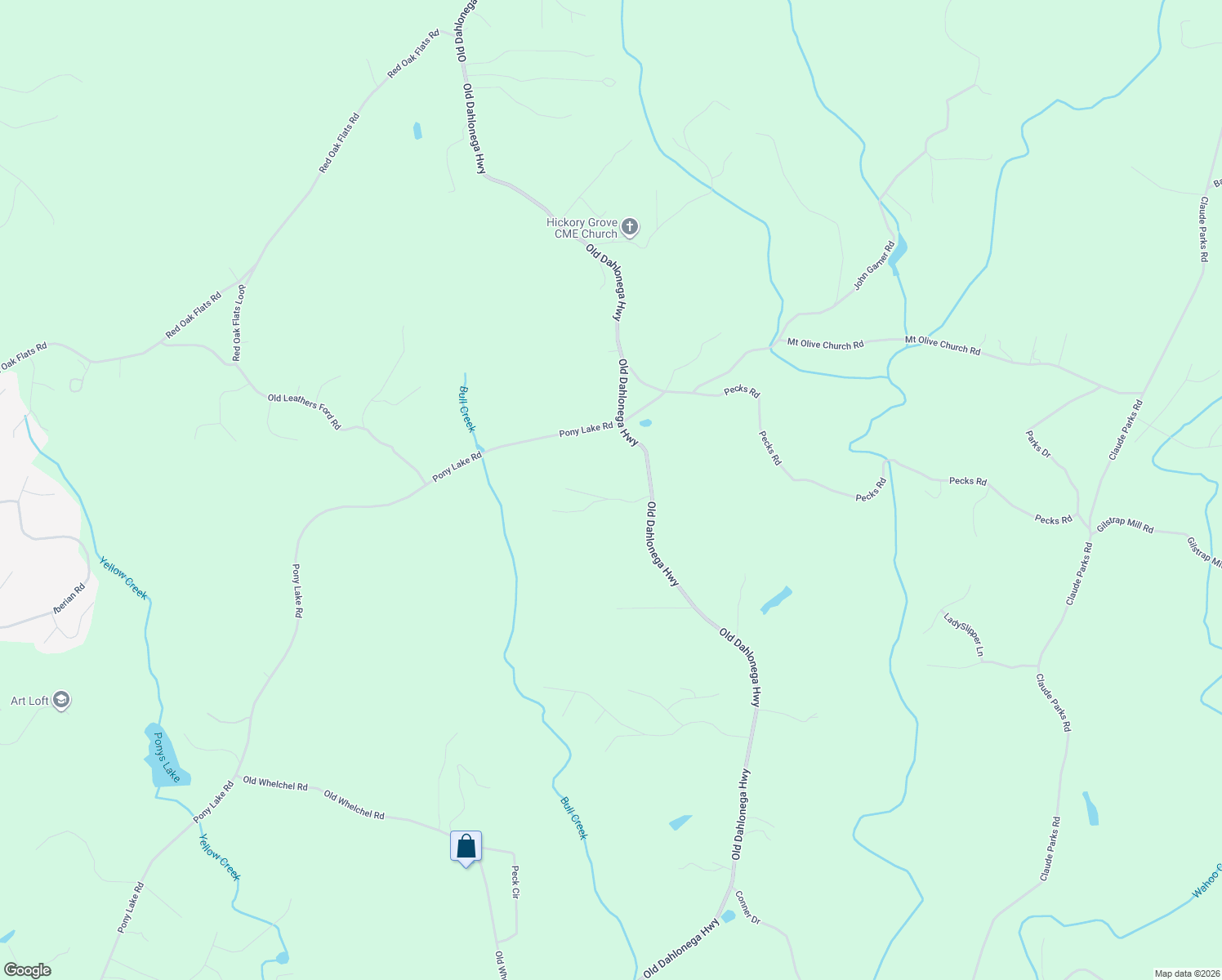 map of restaurants, bars, coffee shops, grocery stores, and more near 10 Shady Lane in Dahlonega
