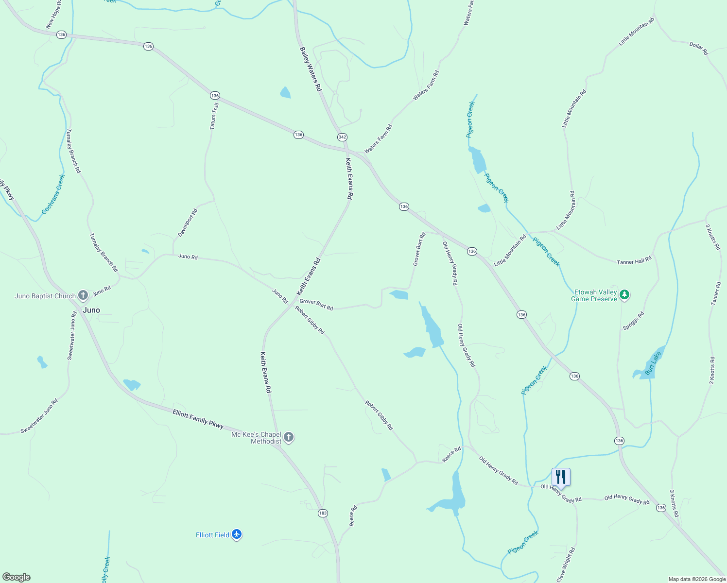 map of restaurants, bars, coffee shops, grocery stores, and more near 359 Grover Burt Road in Dawsonville