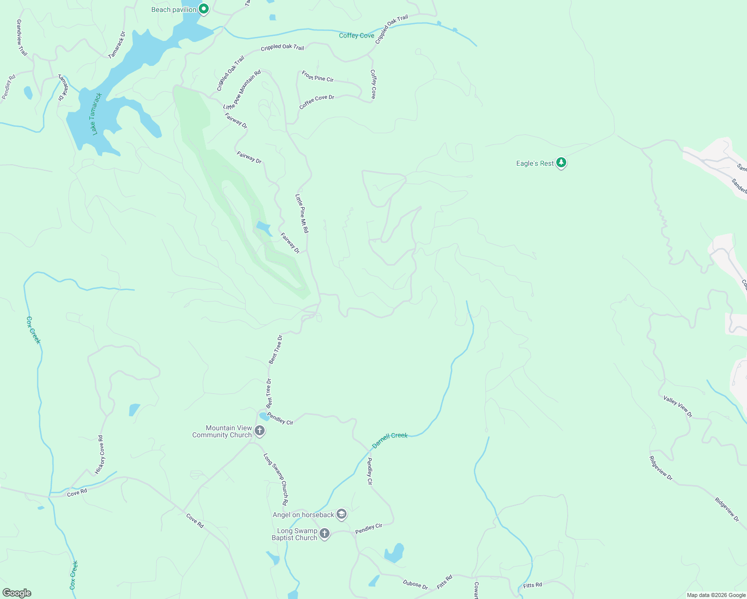 map of restaurants, bars, coffee shops, grocery stores, and more near 109 Valley View Vista in Jasper
