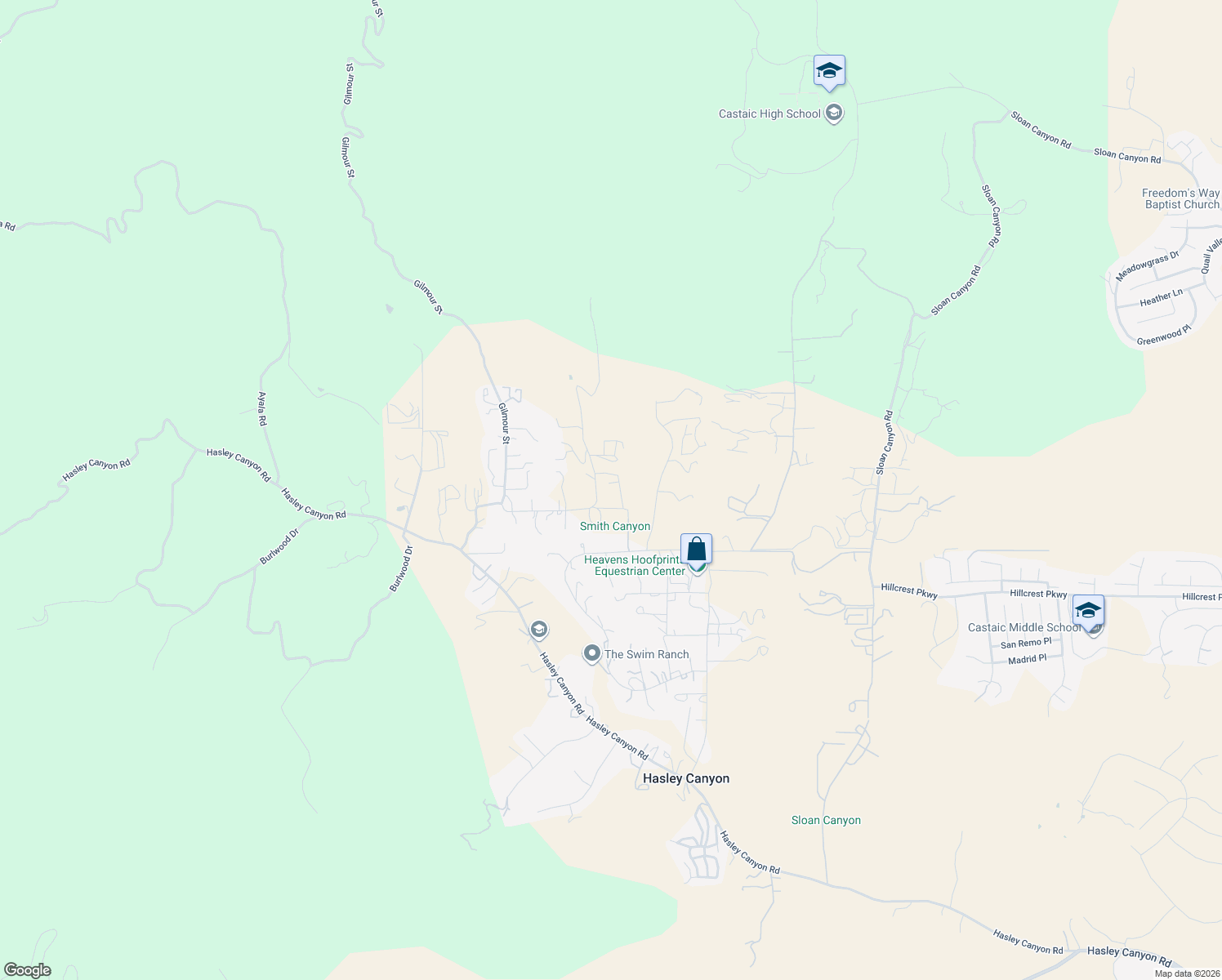 map of restaurants, bars, coffee shops, grocery stores, and more near 30330 Byfield Road in Castaic