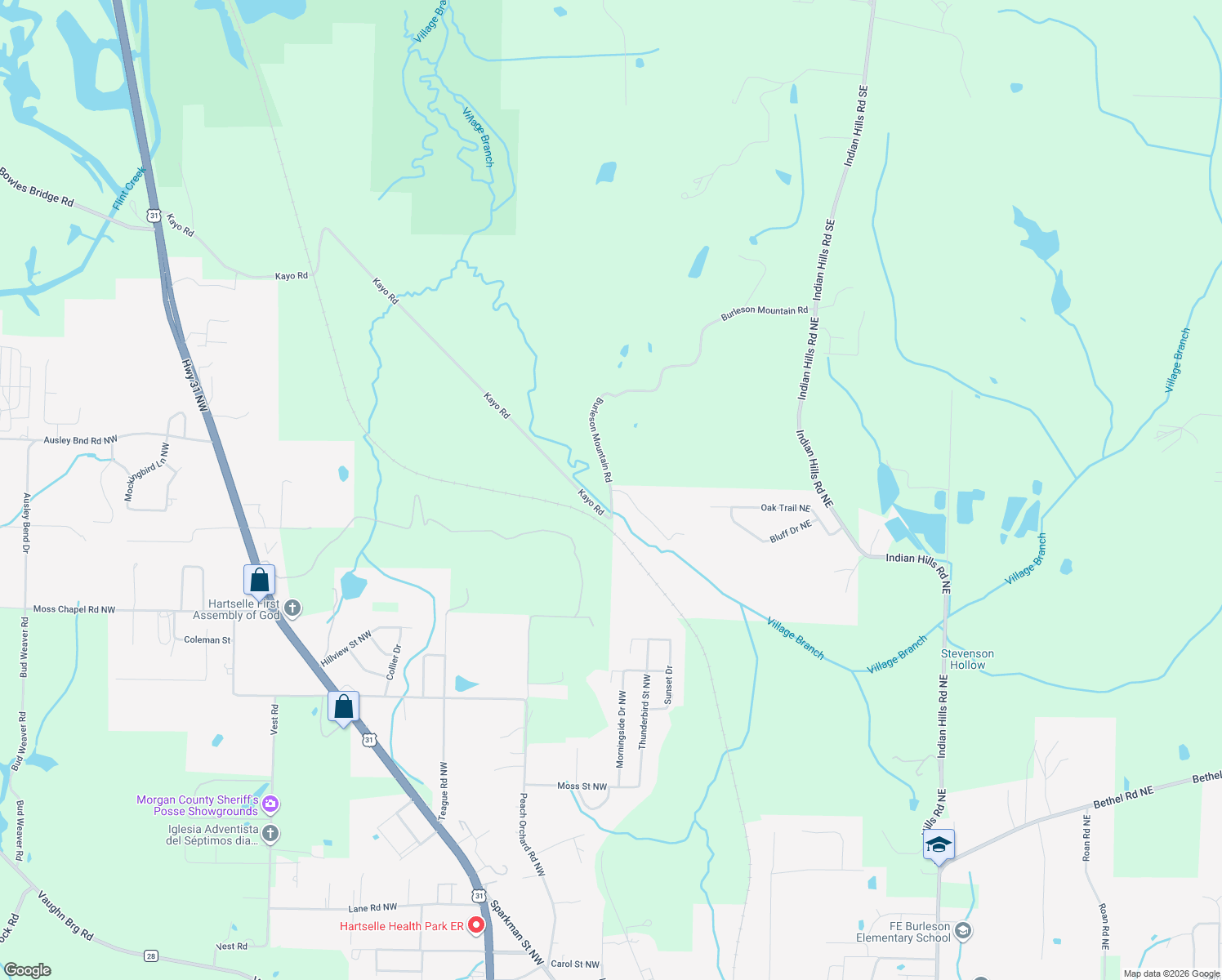 map of restaurants, bars, coffee shops, grocery stores, and more near 812 Burleson Mountain Road in Decatur