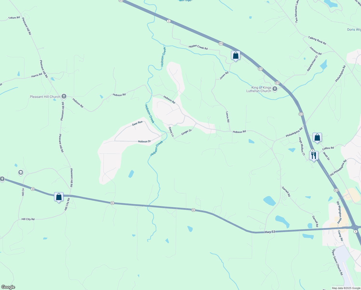 map of restaurants, bars, coffee shops, grocery stores, and more near 274 Daisy Lane in Jasper