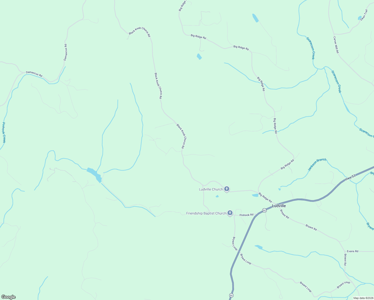 map of restaurants, bars, coffee shops, grocery stores, and more near 724 Black Knob Church Road in Ranger