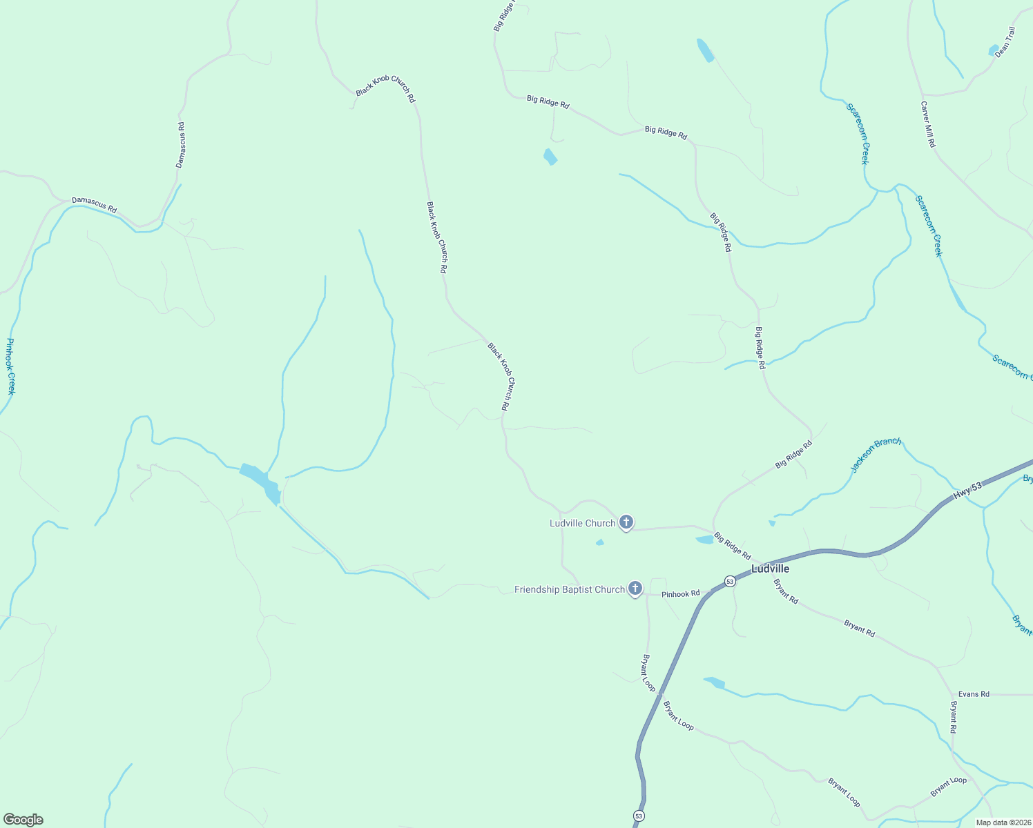 map of restaurants, bars, coffee shops, grocery stores, and more near 724 Black Knob Church Road in Ranger