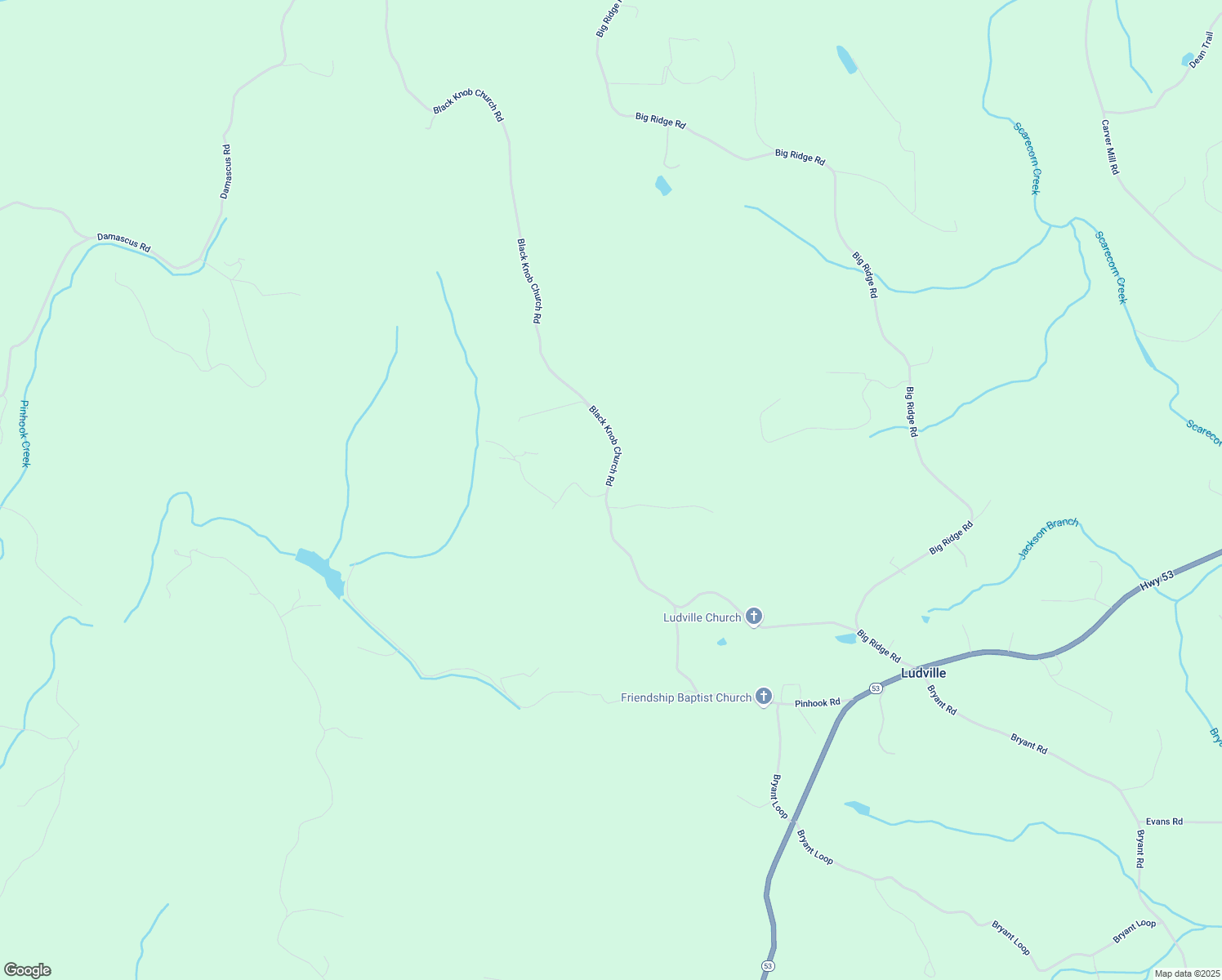 map of restaurants, bars, coffee shops, grocery stores, and more near 730 Black Knob Church Road in Ranger