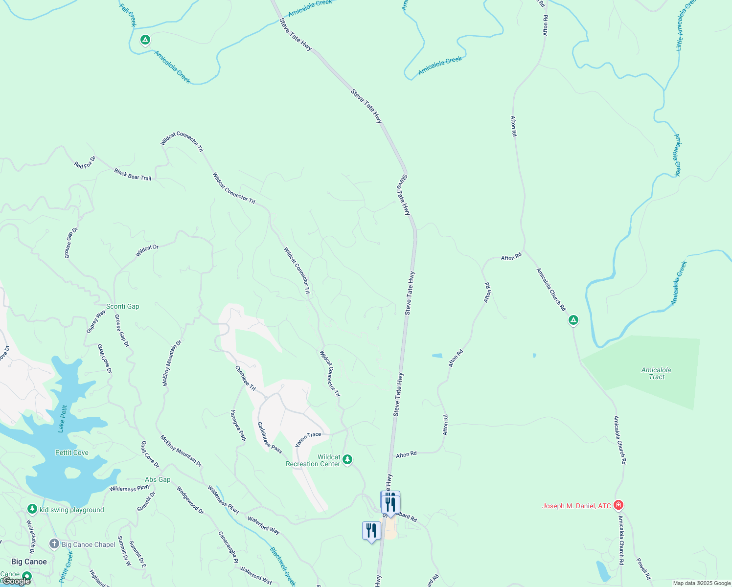 map of restaurants, bars, coffee shops, grocery stores, and more near 302 Bluestern Drive in Jasper