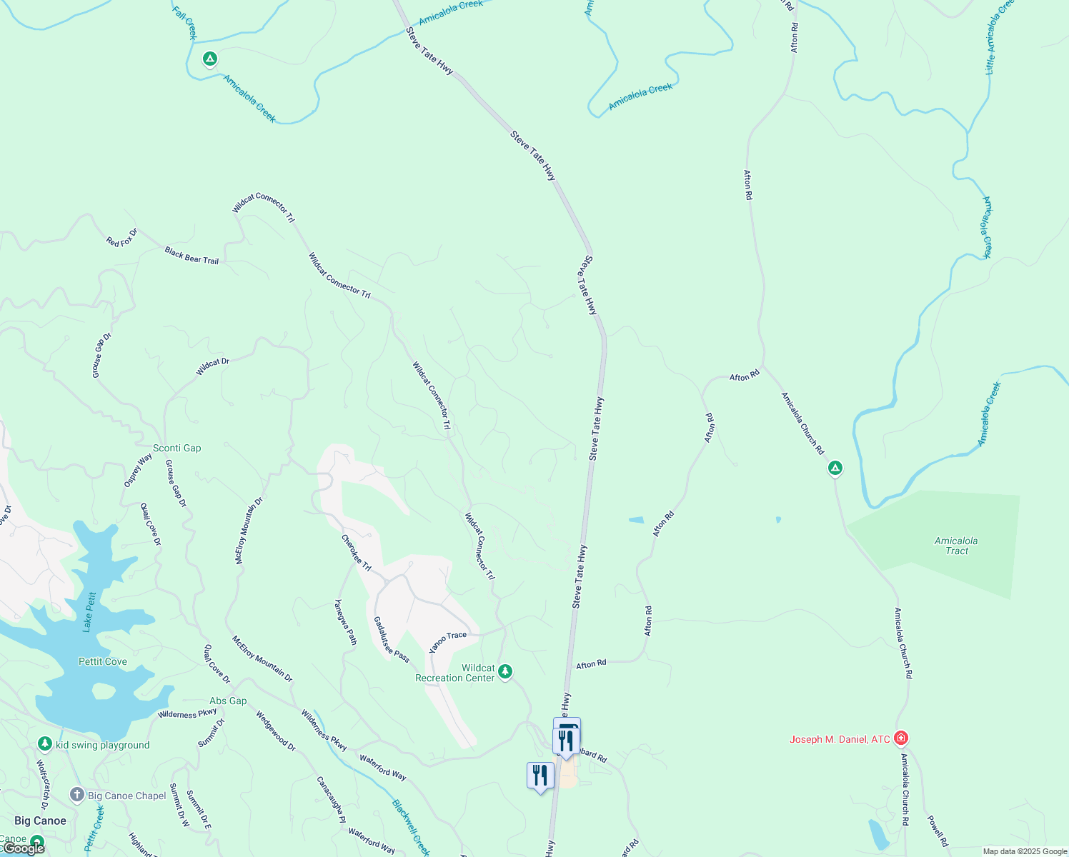 map of restaurants, bars, coffee shops, grocery stores, and more near 302 Bluestern Drive in Jasper