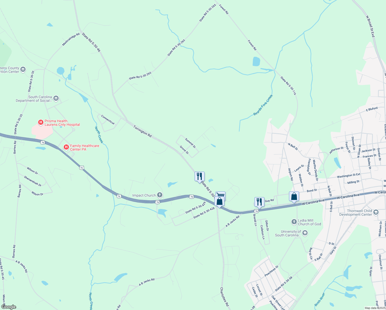 map of restaurants, bars, coffee shops, grocery stores, and more near 315 Grove Street in Clinton