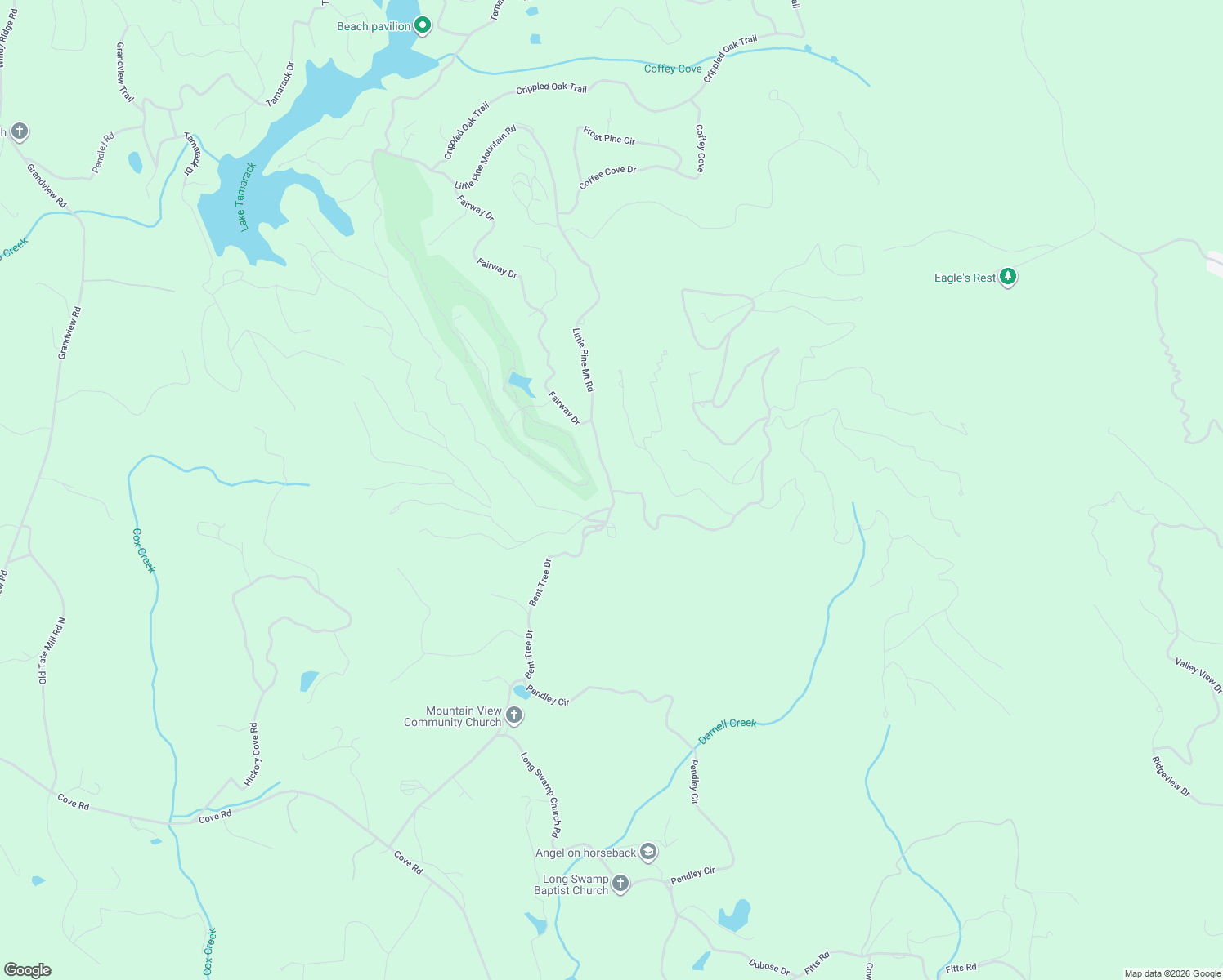 map of restaurants, bars, coffee shops, grocery stores, and more near 125 Little Pine Mountain Road in Jasper