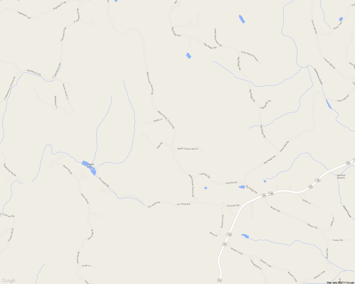 map of restaurants, bars, coffee shops, grocery stores, and more near 730 Black Knob Church Rd in Ranger