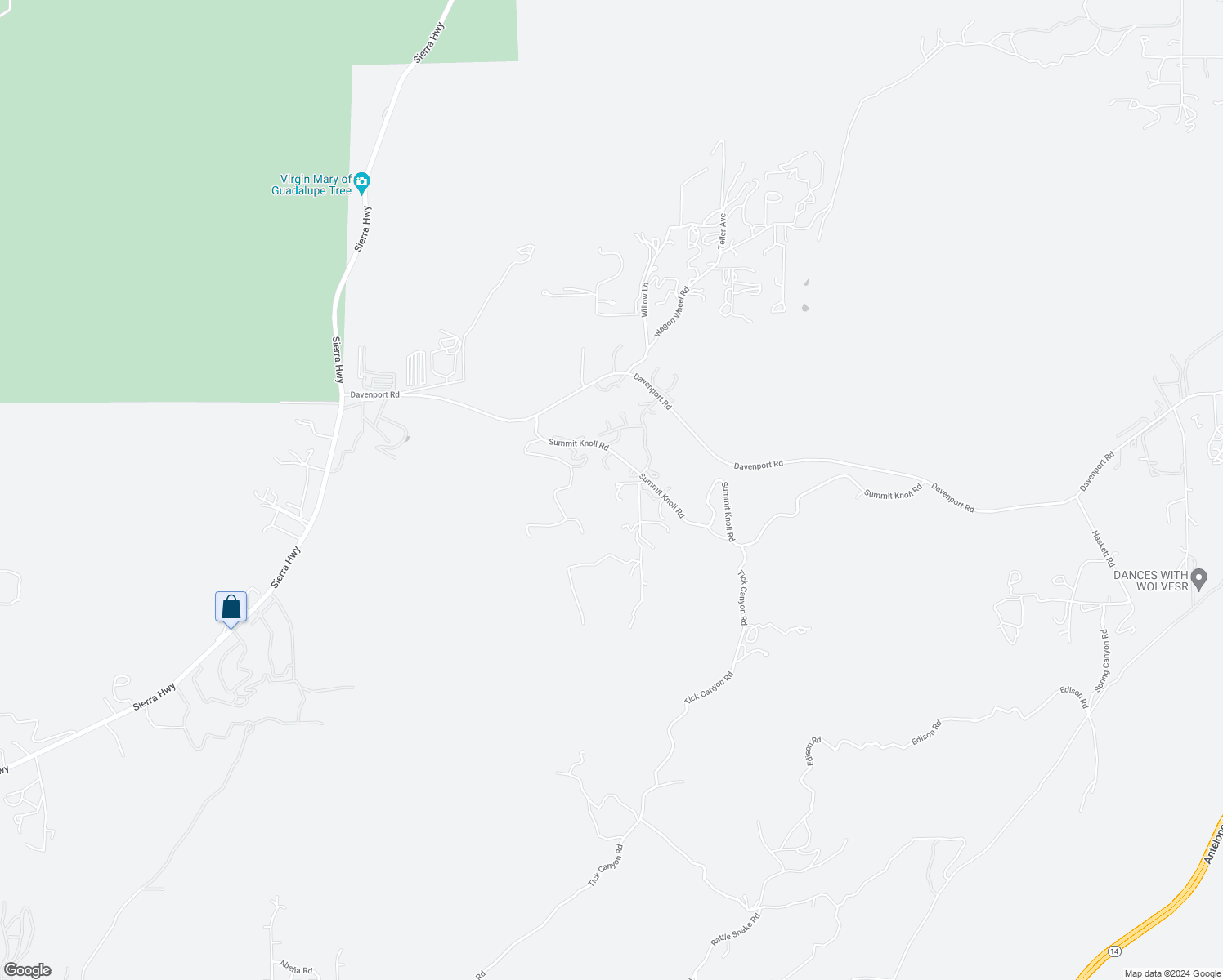 map of restaurants, bars, coffee shops, grocery stores, and more near 13620 Pales Road in Agua Dulce