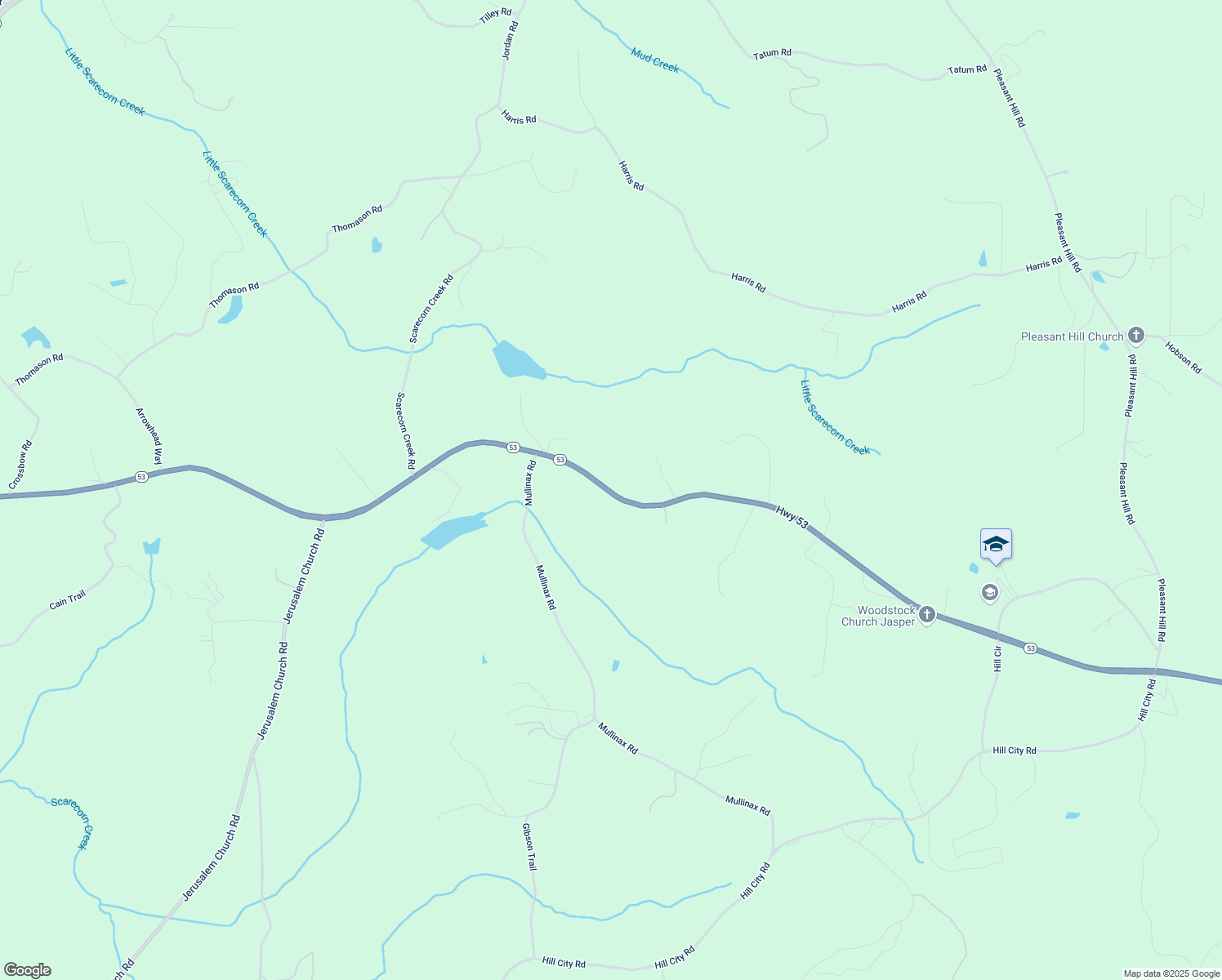 map of restaurants, bars, coffee shops, grocery stores, and more near 6420 Highway 53 in Jasper