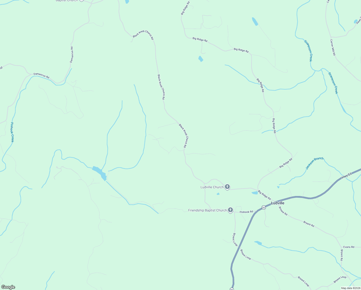map of restaurants, bars, coffee shops, grocery stores, and more near 751 Black Knob Church Road in Ranger