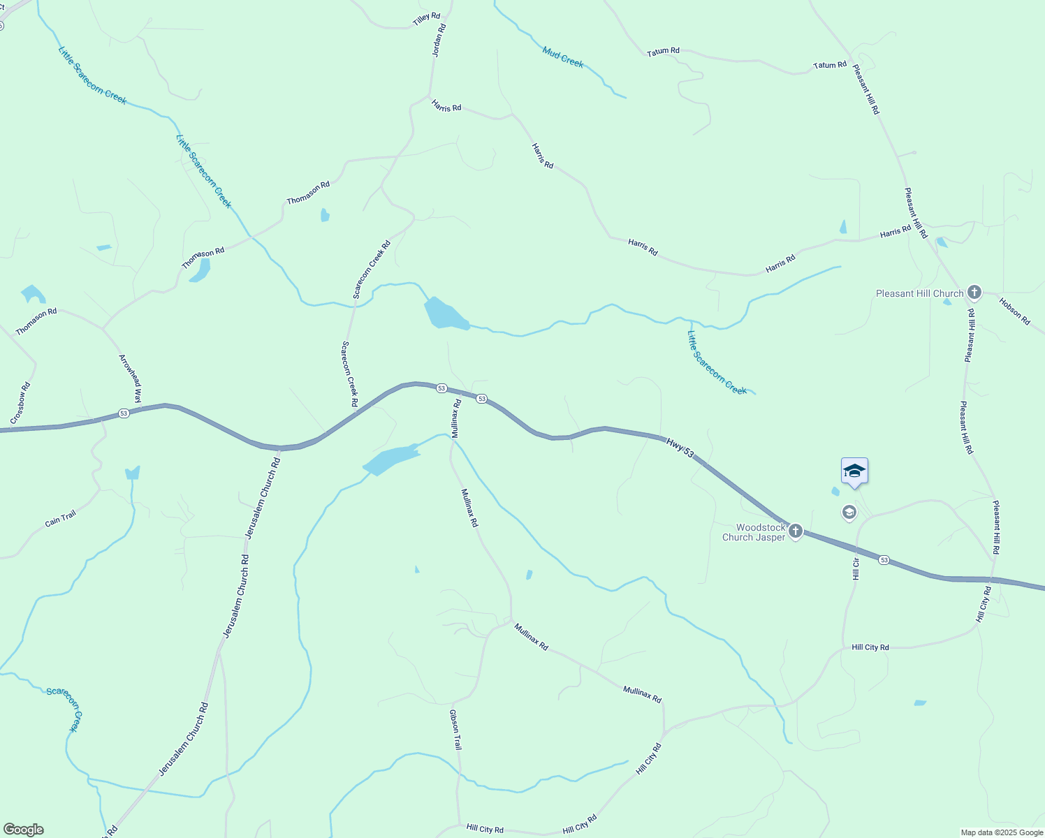 map of restaurants, bars, coffee shops, grocery stores, and more near 6420 Highway 53 in Jasper