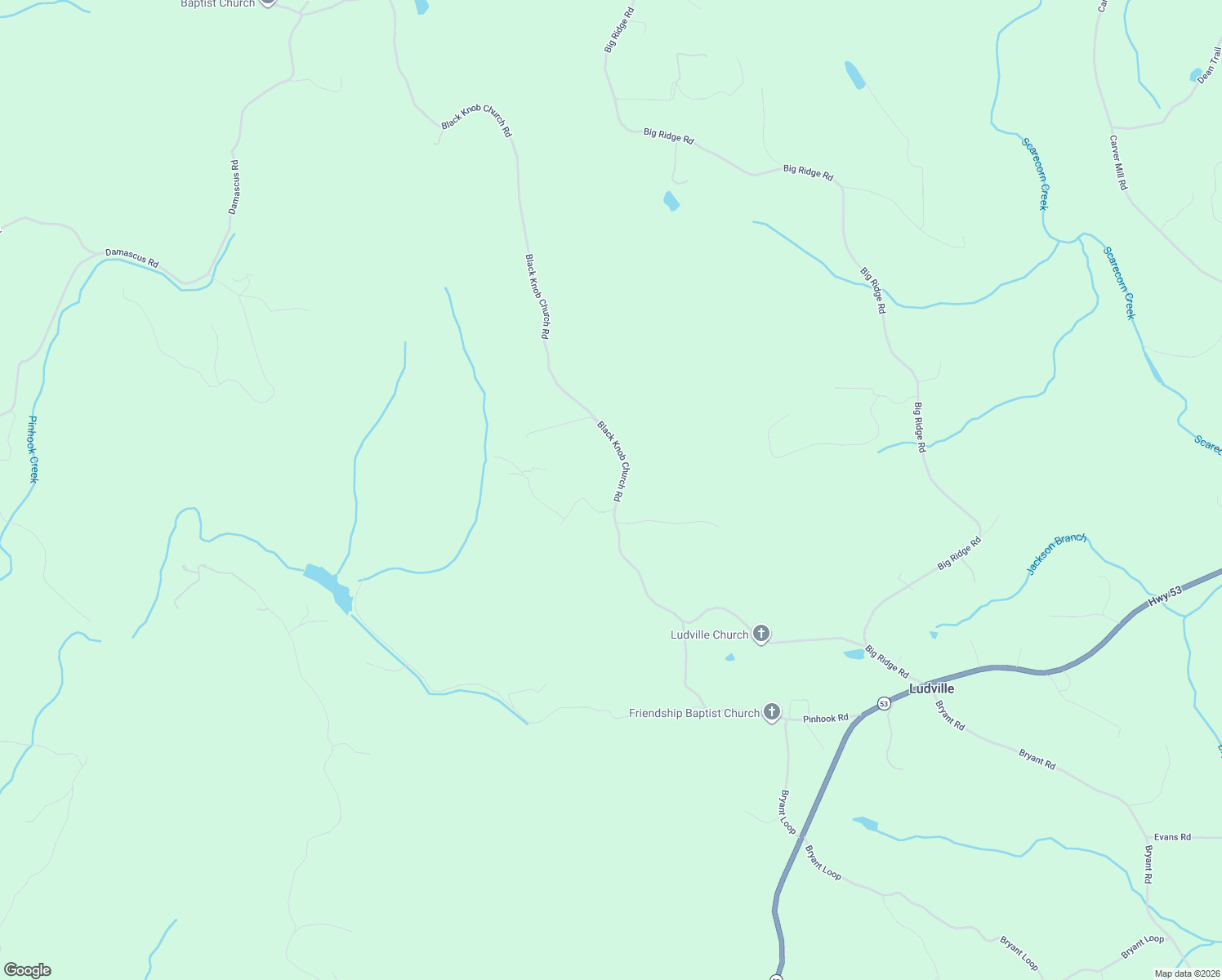 map of restaurants, bars, coffee shops, grocery stores, and more near 751 Black Knob Church Road in Ranger