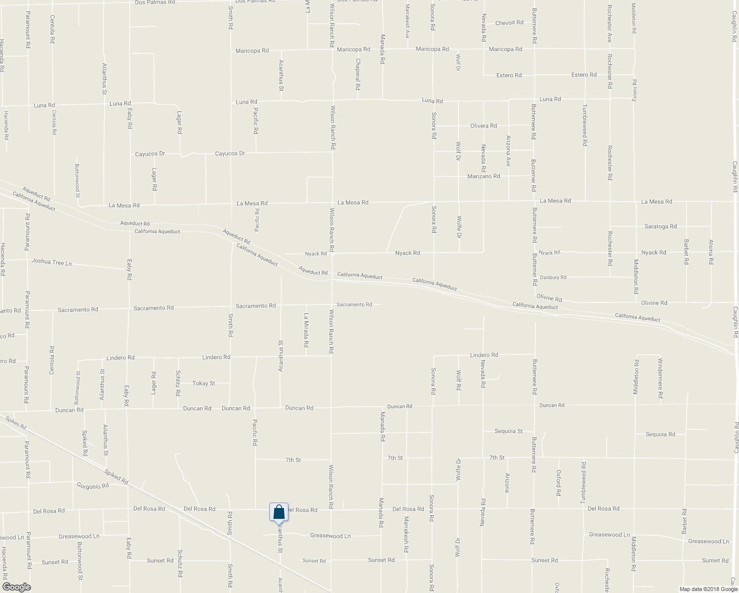 map of restaurants, bars, coffee shops, grocery stores, and more near 6650 Sacramento Road in Phelan