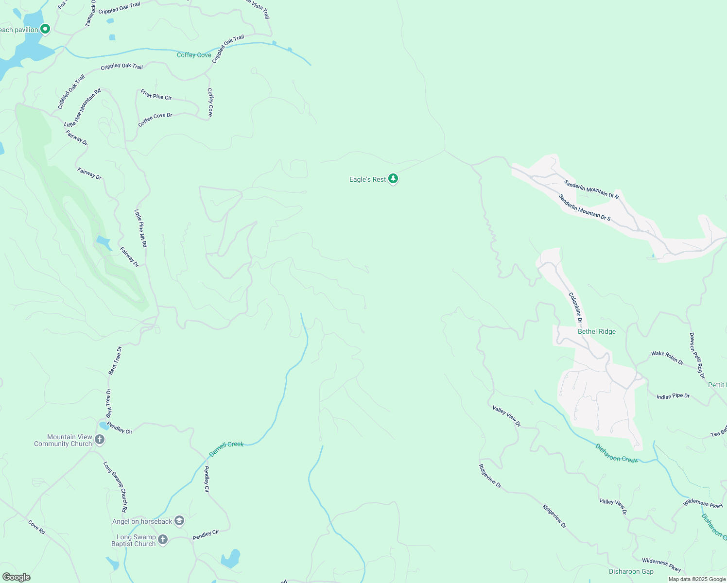 map of restaurants, bars, coffee shops, grocery stores, and more near 407 Thunder Ridge Road in Jasper
