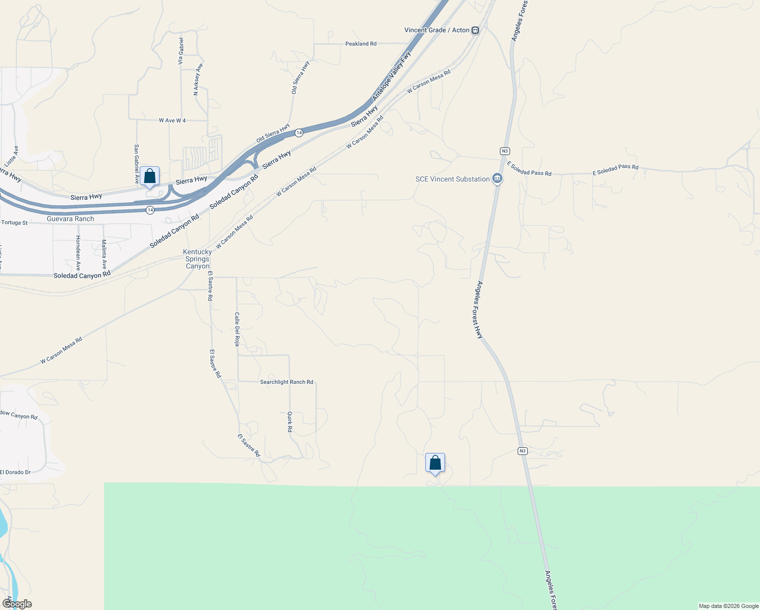 map of restaurants, bars, coffee shops, grocery stores, and more near 12371 North Little Tujunga Canyon Road in Kagel Canyon