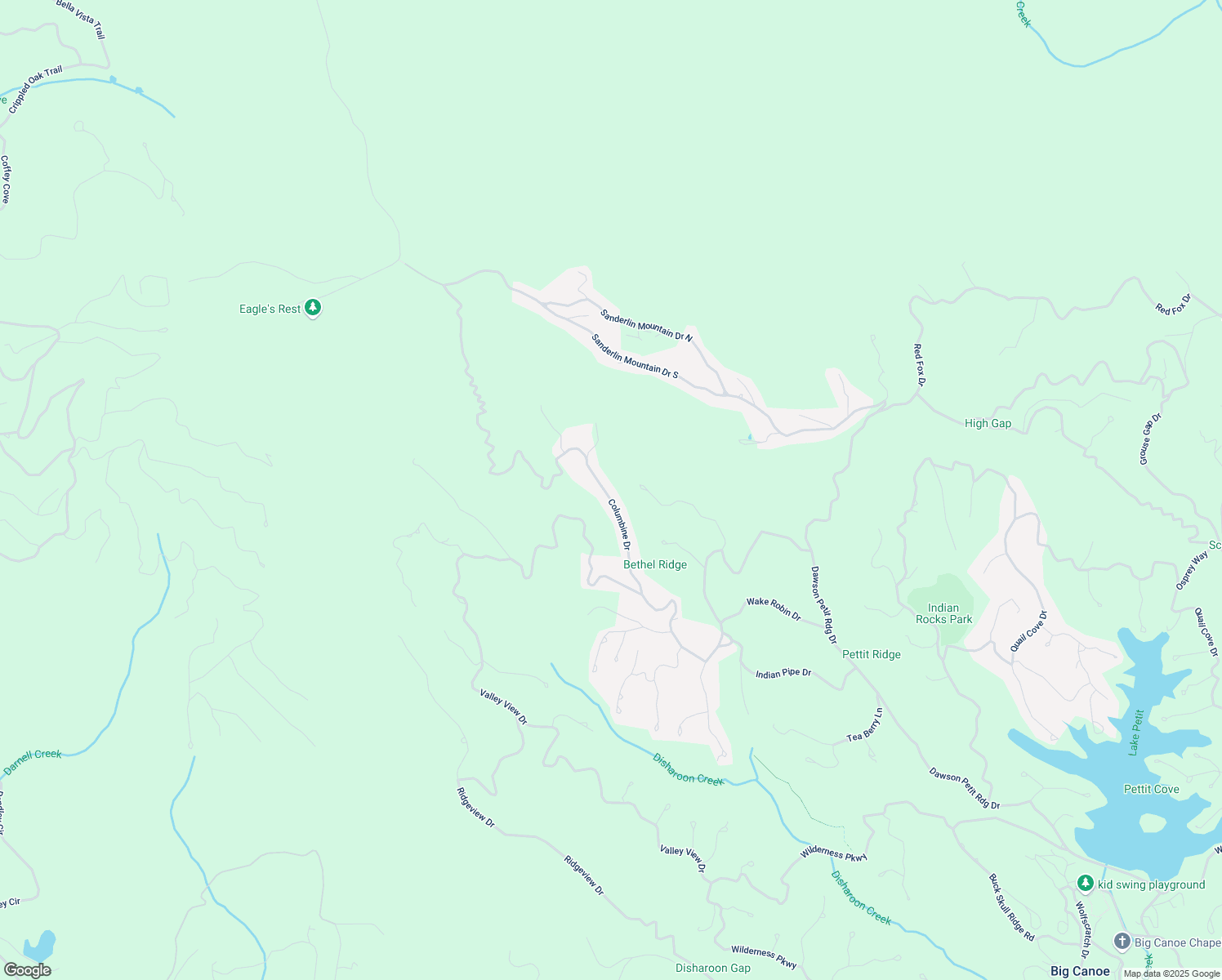 map of restaurants, bars, coffee shops, grocery stores, and more near 548 Columbine Drive in Big Canoe
