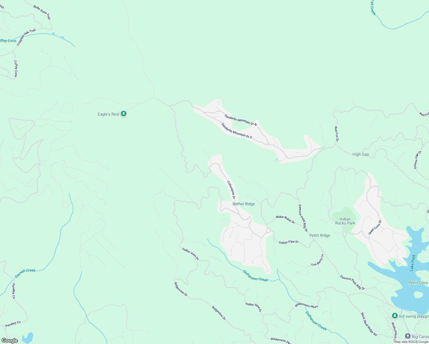 map of restaurants, bars, coffee shops, grocery stores, and more near 61 Deer Run Ridge in Jasper