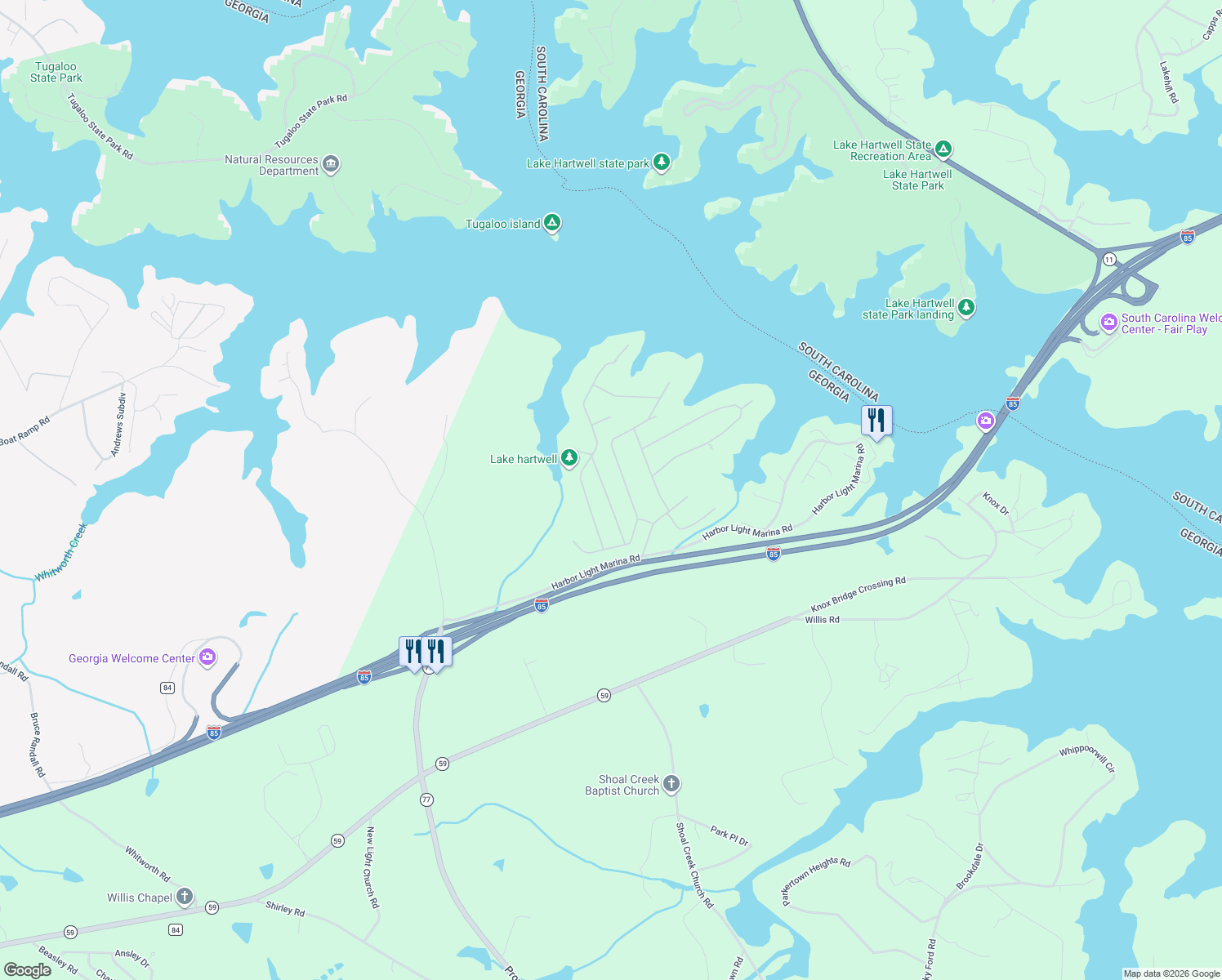 map of restaurants, bars, coffee shops, grocery stores, and more near 172 Arrow Lane in Lavonia