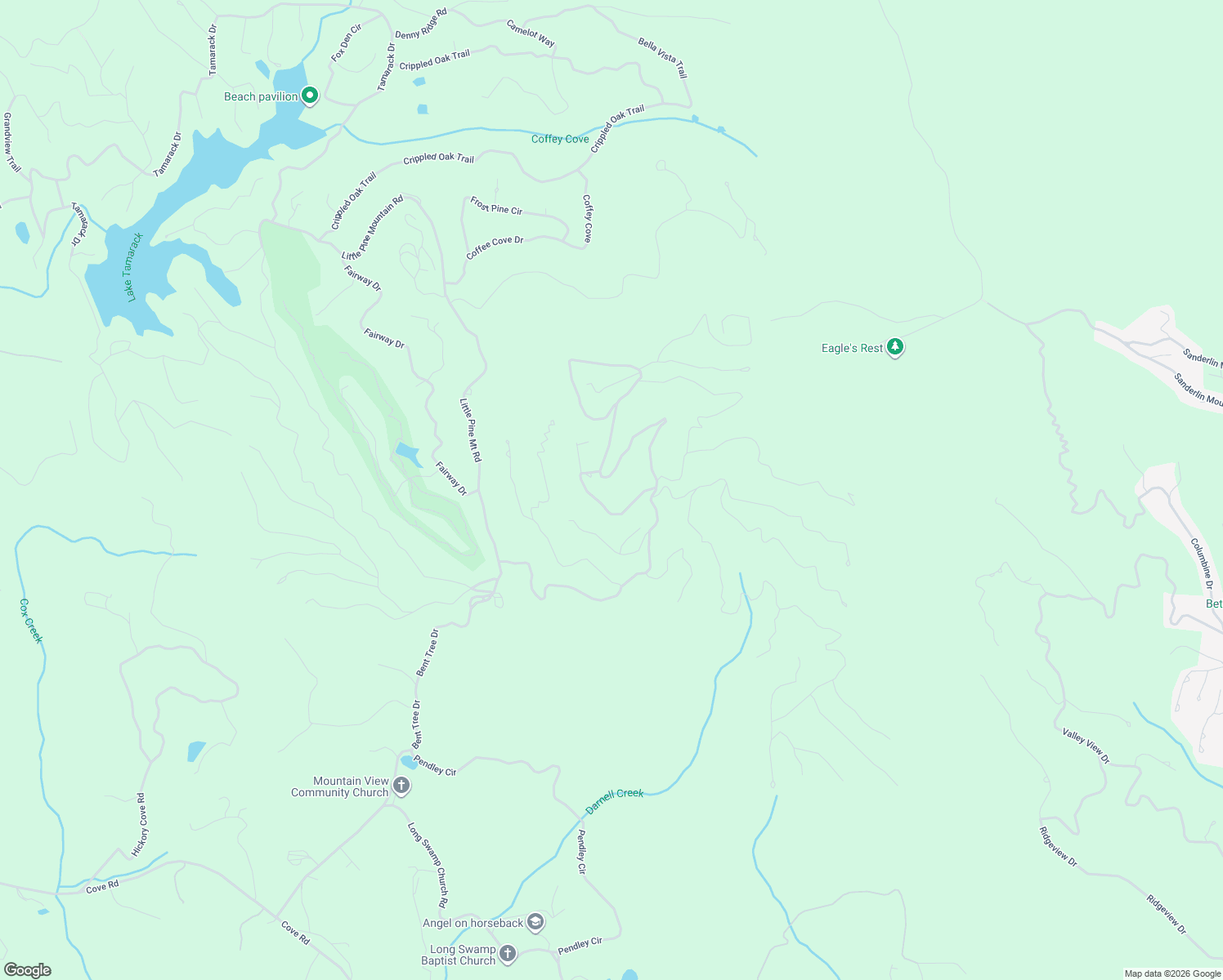 map of restaurants, bars, coffee shops, grocery stores, and more near 1379 Little Hendricks Mountain Road in Jasper