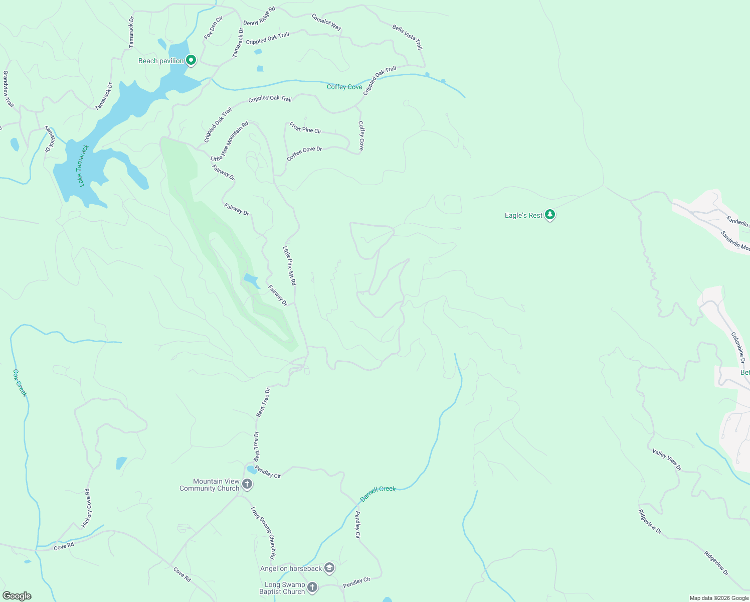 map of restaurants, bars, coffee shops, grocery stores, and more near 1379 Little Hendricks Mountain Road in Jasper