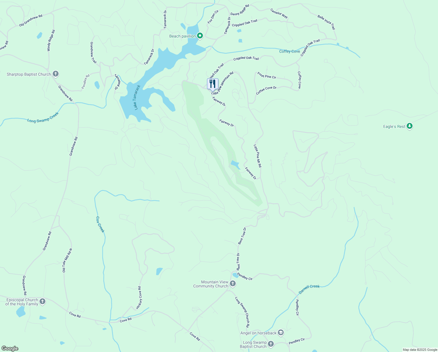 map of restaurants, bars, coffee shops, grocery stores, and more near 414 Mulligan Way in Jasper