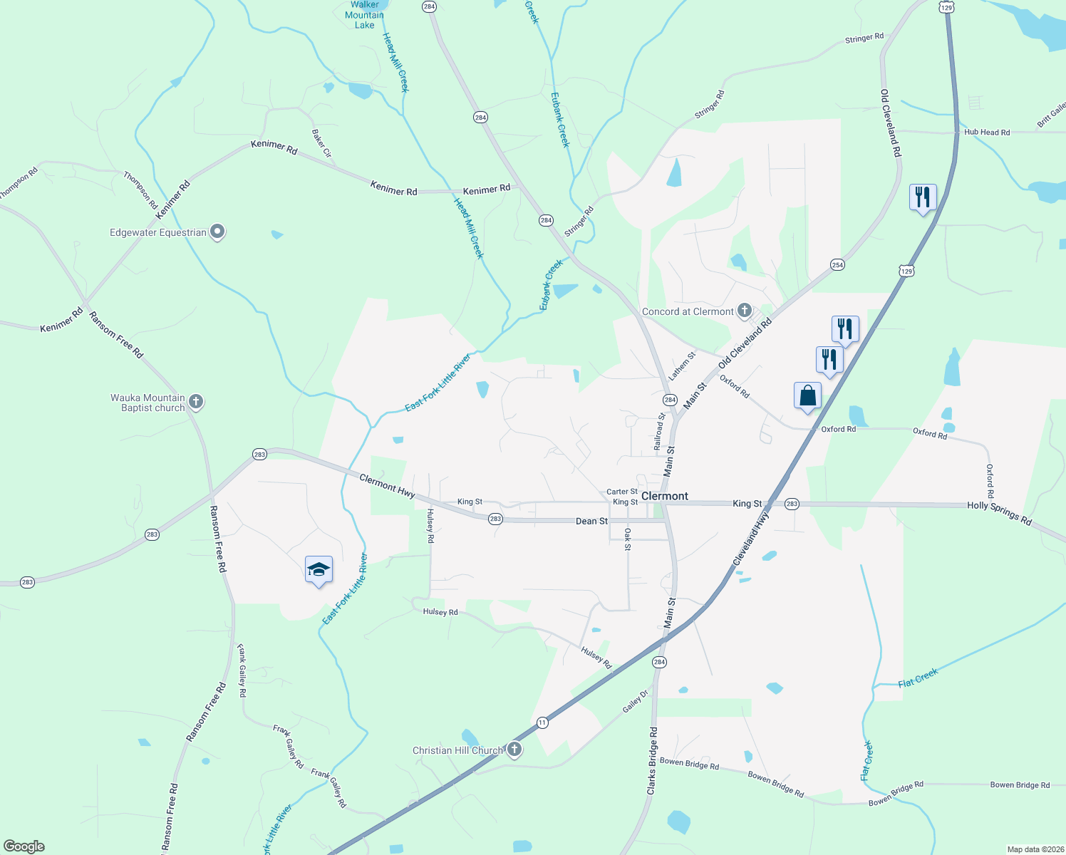 map of restaurants, bars, coffee shops, grocery stores, and more near 308 Brown Drive in Clermont