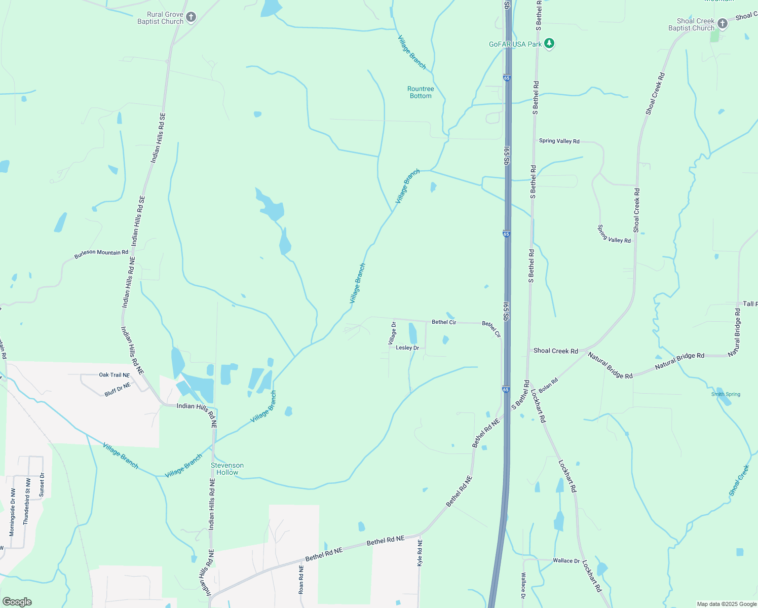 map of restaurants, bars, coffee shops, grocery stores, and more near 131 Colony Lane Northeast in Hartselle