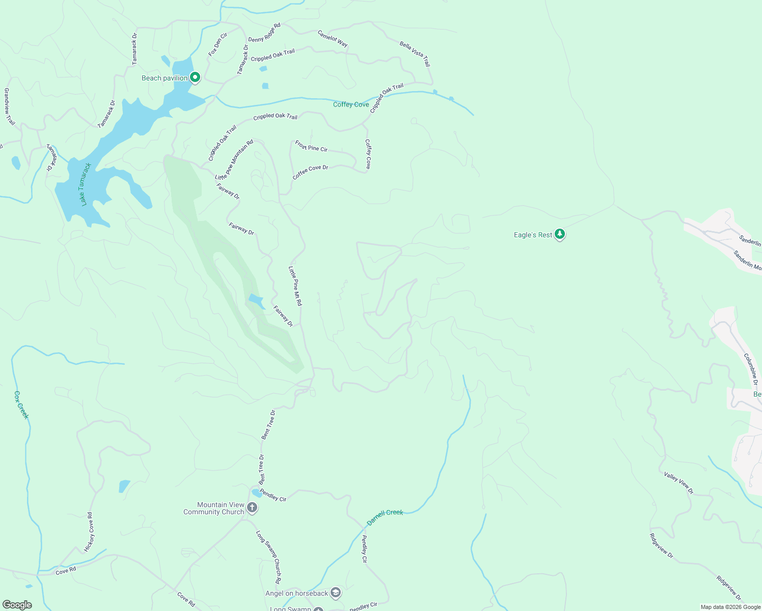 map of restaurants, bars, coffee shops, grocery stores, and more near 362 Little Hendricks Mountain Road in Jasper
