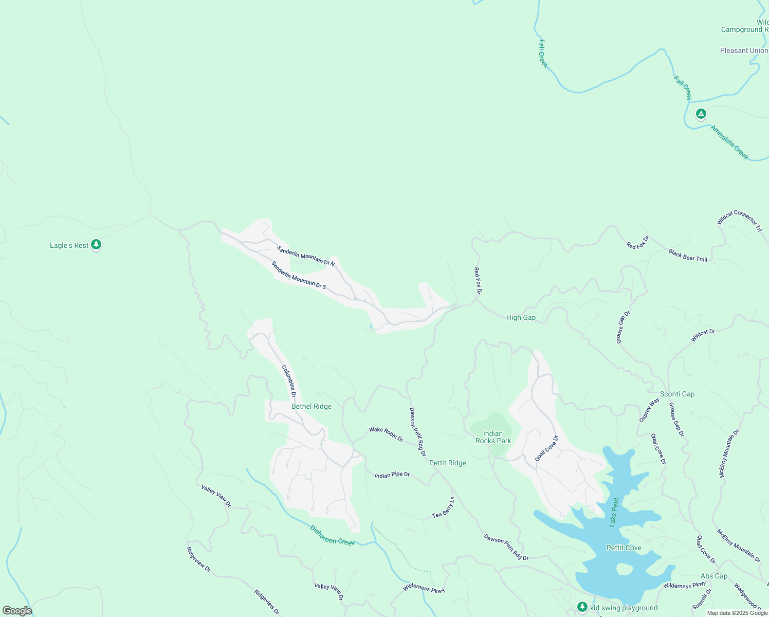 map of restaurants, bars, coffee shops, grocery stores, and more near 424 Sanderlin Mountain Drive in Dawsonville