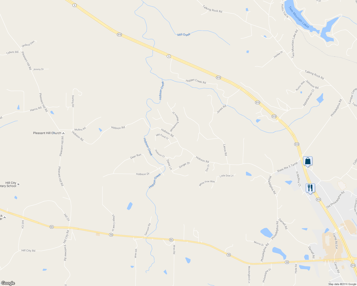 map of restaurants, bars, coffee shops, grocery stores, and more near 1066 Hobson Road in Jasper