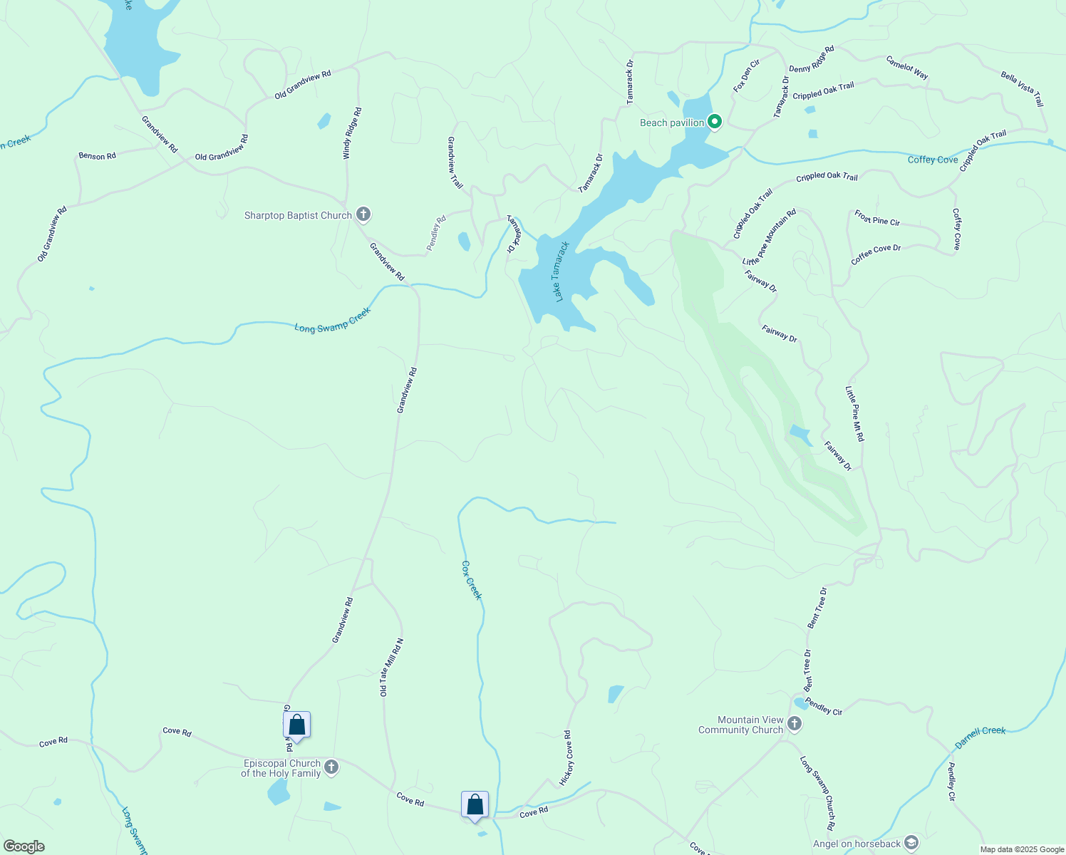 map of restaurants, bars, coffee shops, grocery stores, and more near 255 Sunset Court in Jasper