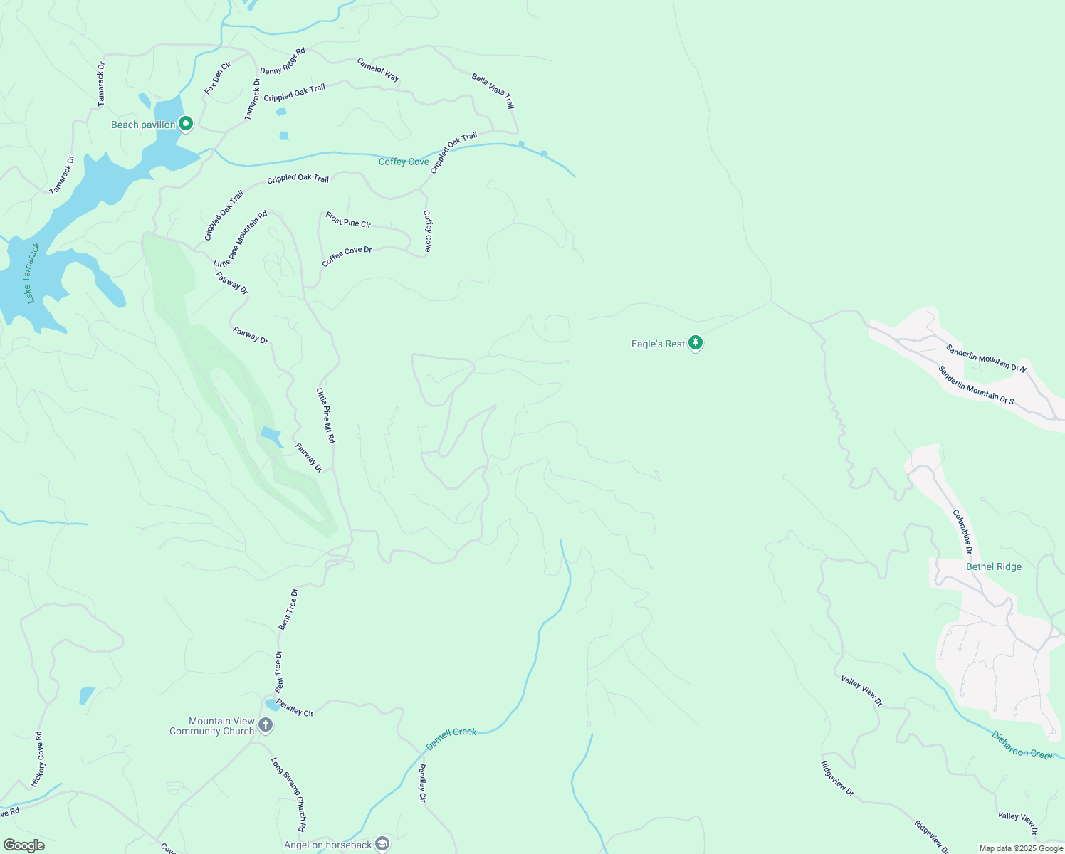 map of restaurants, bars, coffee shops, grocery stores, and more near 71 Cutthroat Ridge Road in Jasper