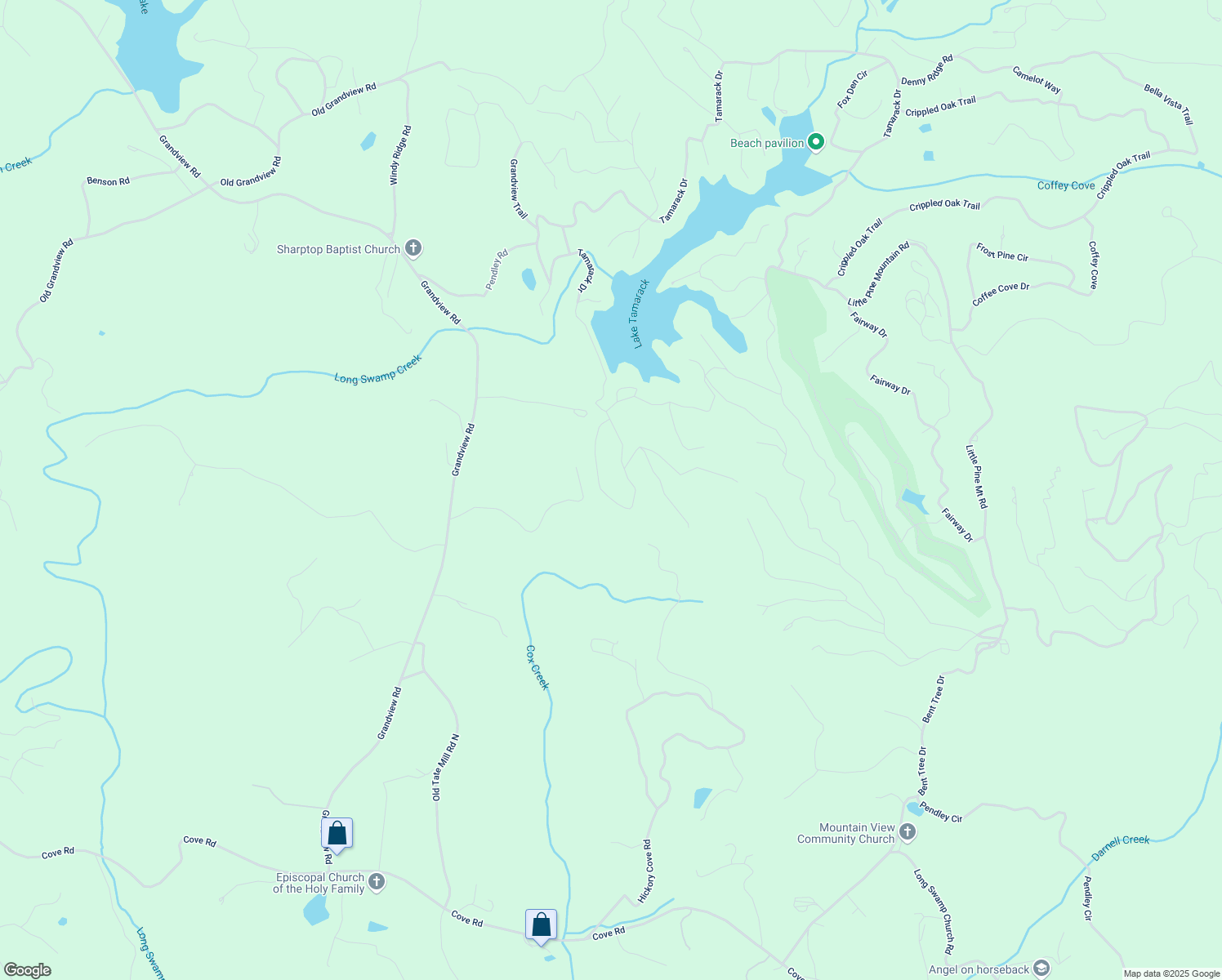 map of restaurants, bars, coffee shops, grocery stores, and more near 255 Sunset Court in Jasper