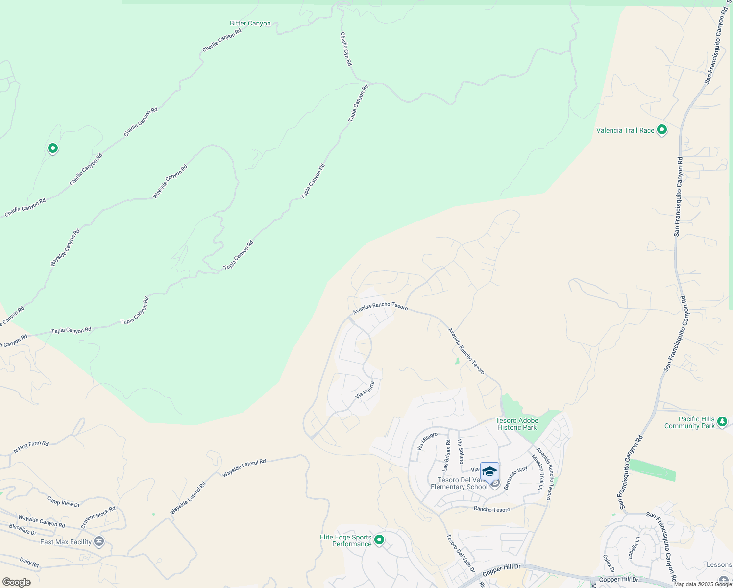 map of restaurants, bars, coffee shops, grocery stores, and more near 24405 Calle la Roca in Santa Clarita