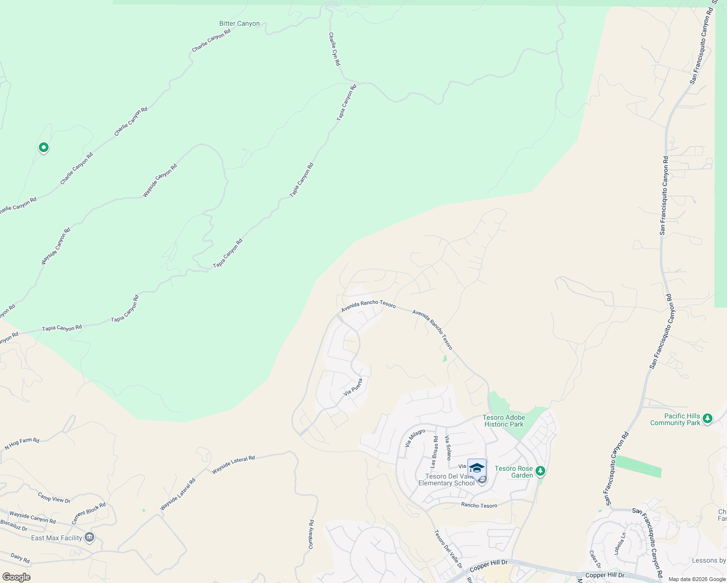 map of restaurants, bars, coffee shops, grocery stores, and more near 24393 Calle la Roca in Santa Clarita