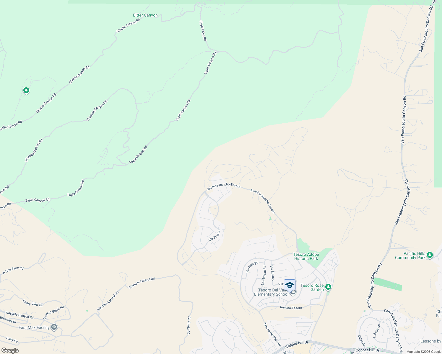 map of restaurants, bars, coffee shops, grocery stores, and more near 24393 Calle la Roca in Santa Clarita