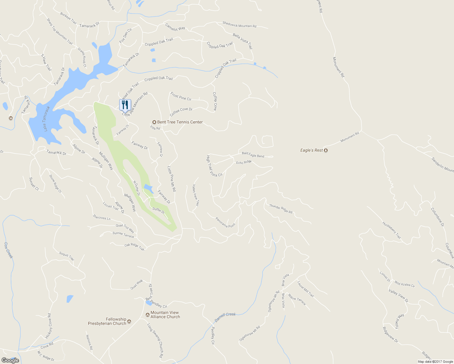 map of restaurants, bars, coffee shops, grocery stores, and more near 1334 Little Hendricks Mountain Road in Jasper