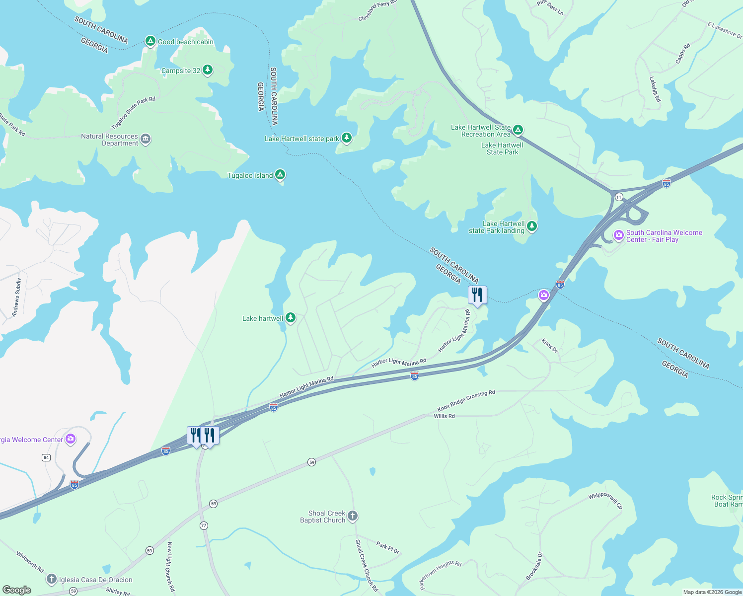 map of restaurants, bars, coffee shops, grocery stores, and more near 479 Lake Club Circle in Lavonia