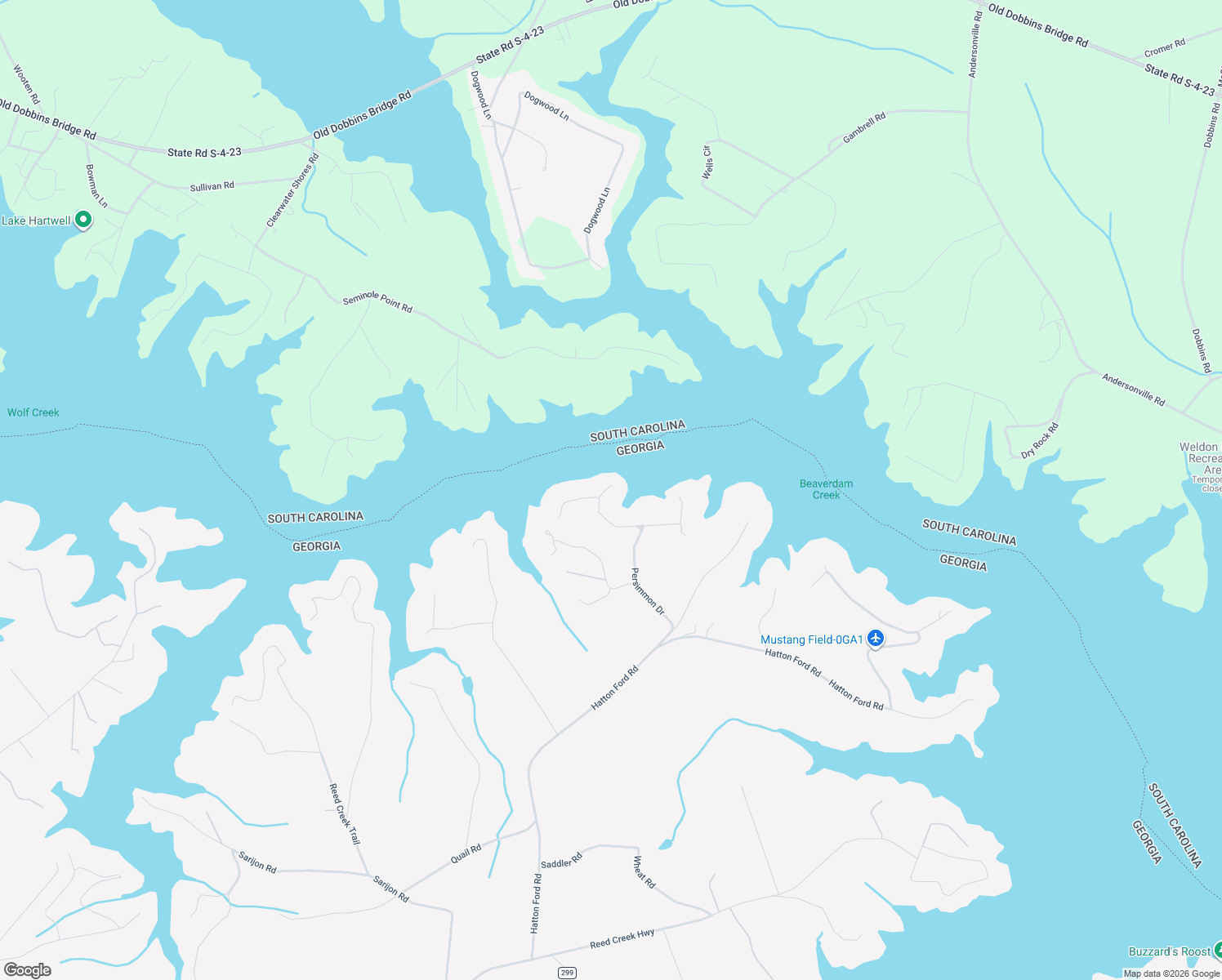 map of restaurants, bars, coffee shops, grocery stores, and more near 194 Sugar Cane Drive in Hartwell