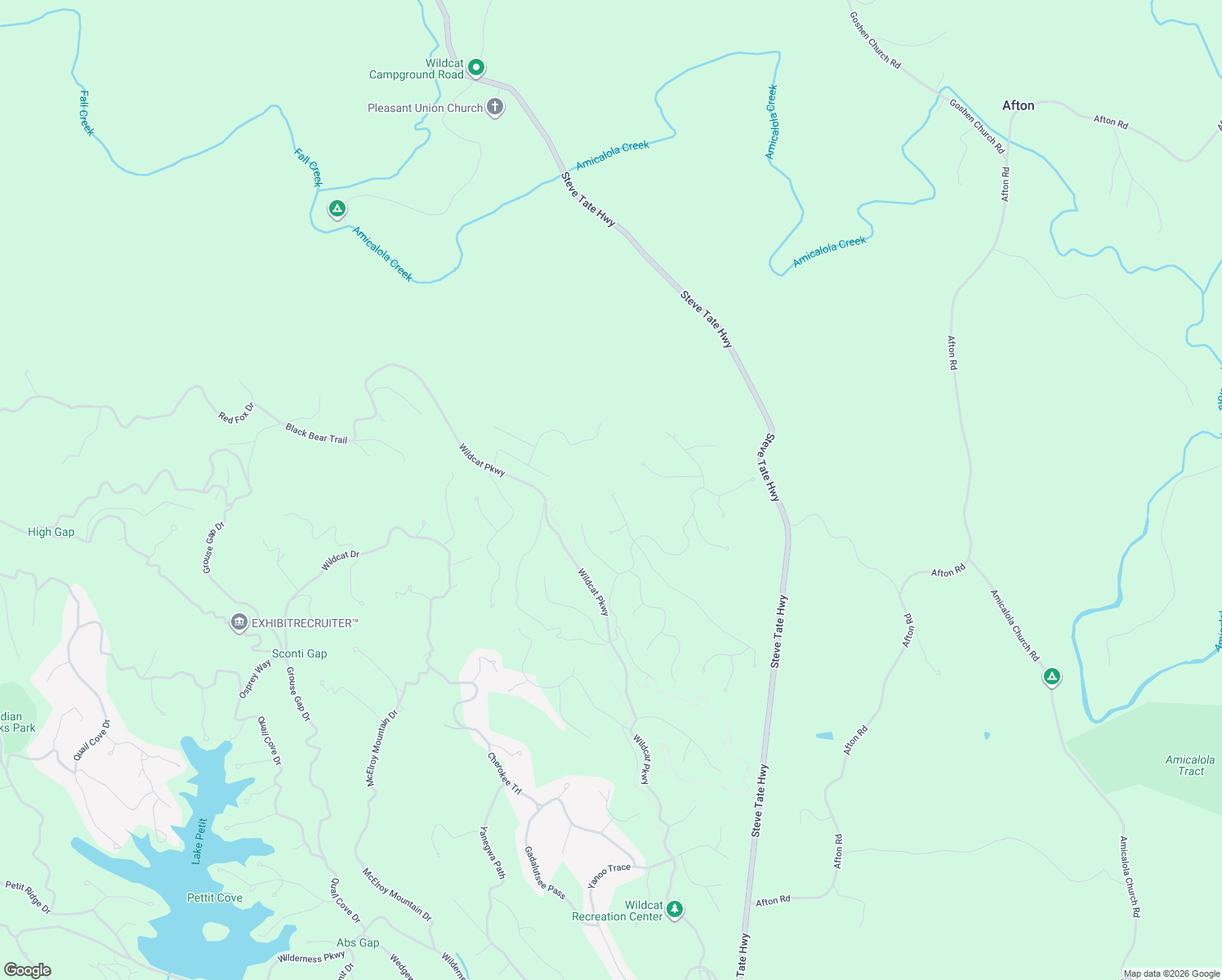 map of restaurants, bars, coffee shops, grocery stores, and more near Bluestern Drive in Dawson County